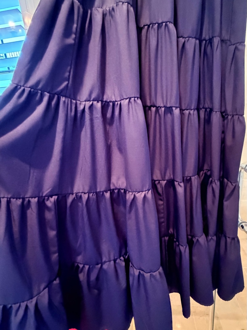 Navy Tiered Maxi Dress with Neck Tie - Boutique - never worn - Picture 5 of 7